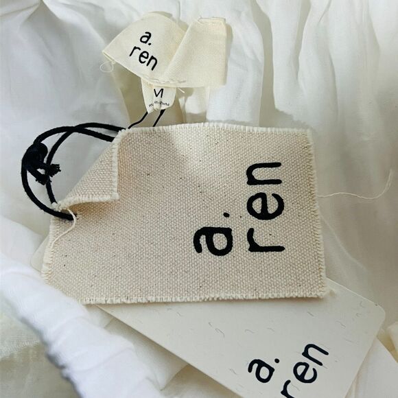 A.Ren Novah White‎ Woven Linen Pants Size Medium Lined Elastic Tie Waist - Picture 5 of 11